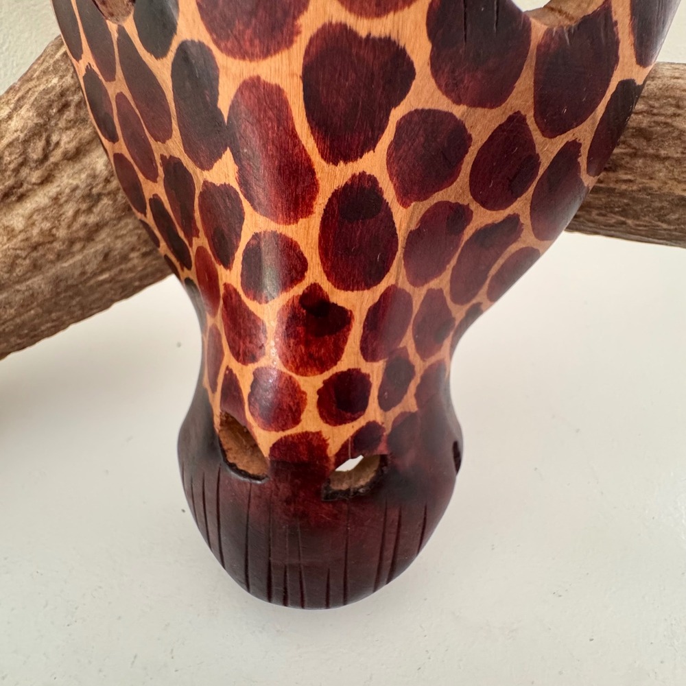 Hand Crafted Kenyan Wooden Giraffe Mask Wall Hanging African Art Decor 8.5" - Picture 3 of 7
